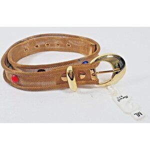 Vintage HARWILL NY Belt Women's Size M/L Mesh Faux Jewels Bronze Tone Metal